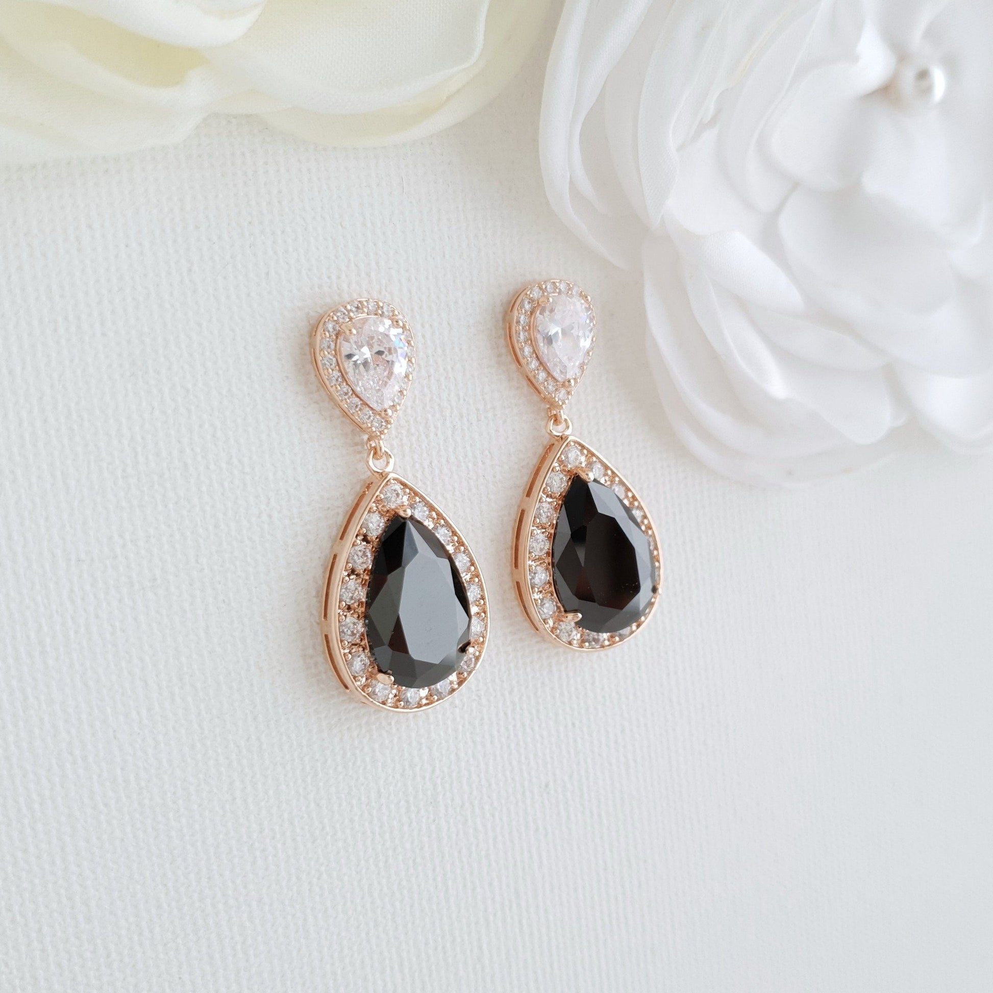 Black Drop Earrings- Zoe - PoetryDesigns