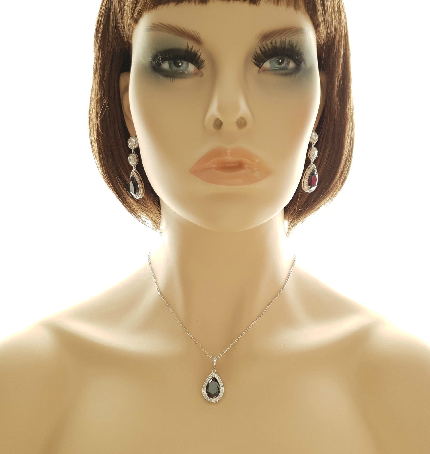 Rose Gold Long Black Earrings-Zoe - PoetryDesigns