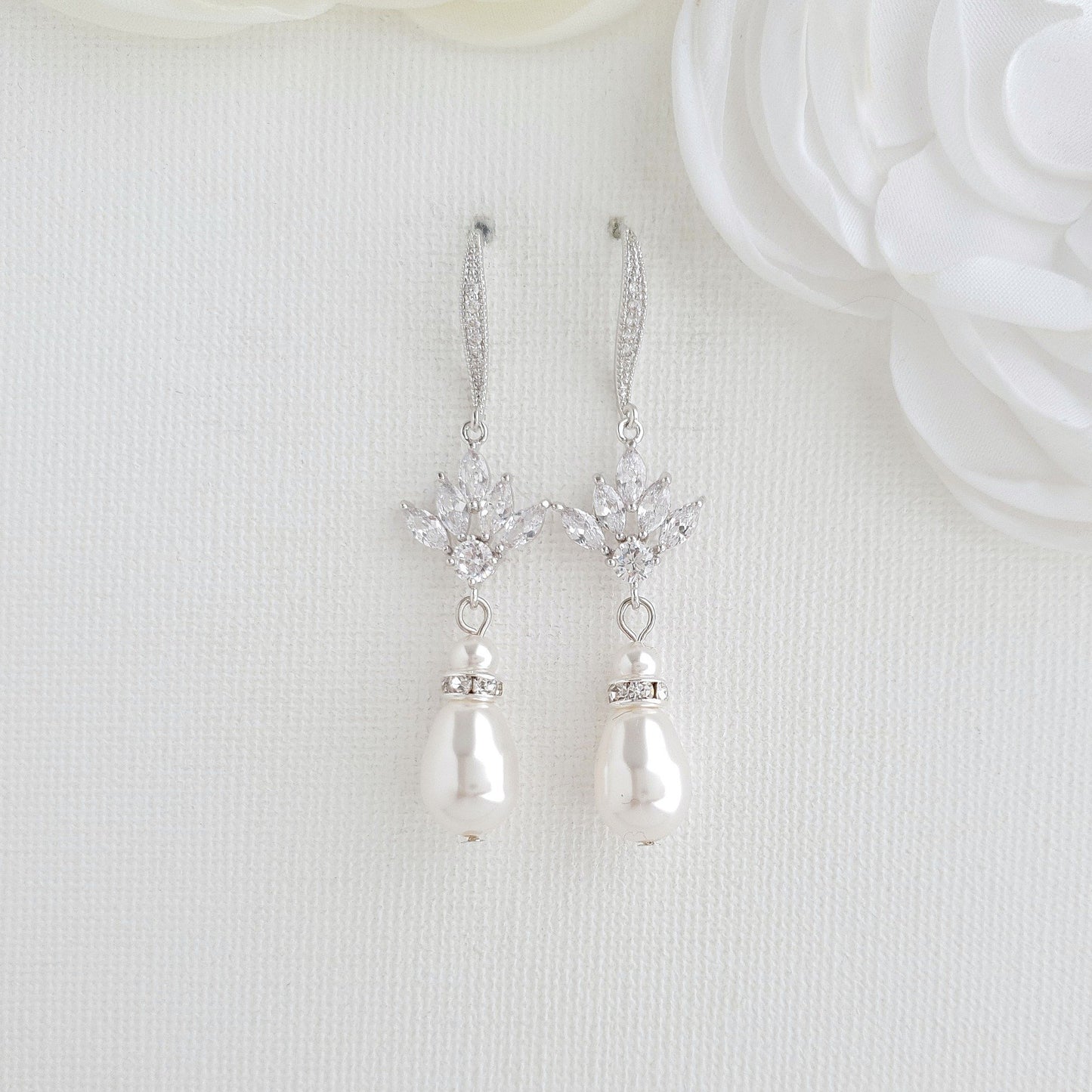 Simple Bridal Earrings- Rosa