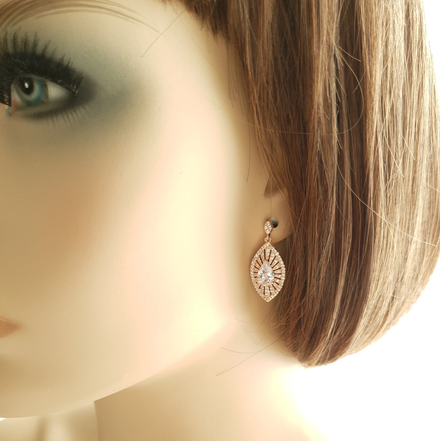 Rose Gold Short Drop Earrings-Zoey - PoetryDesigns