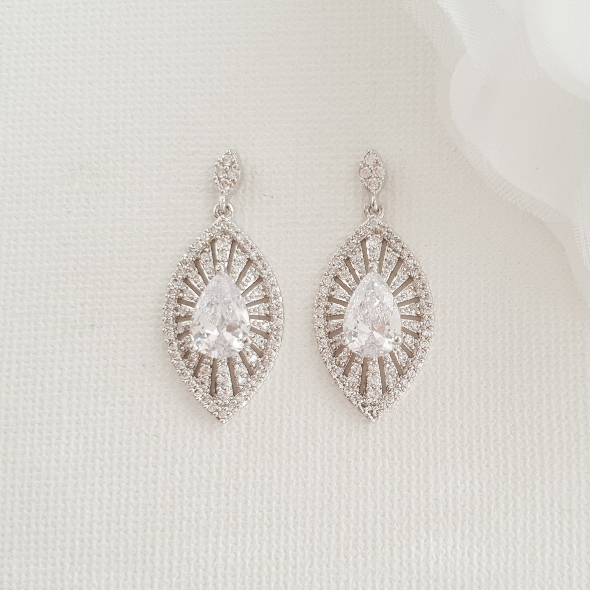 Short Drop Bridal Earrings-Zoey - PoetryDesigns