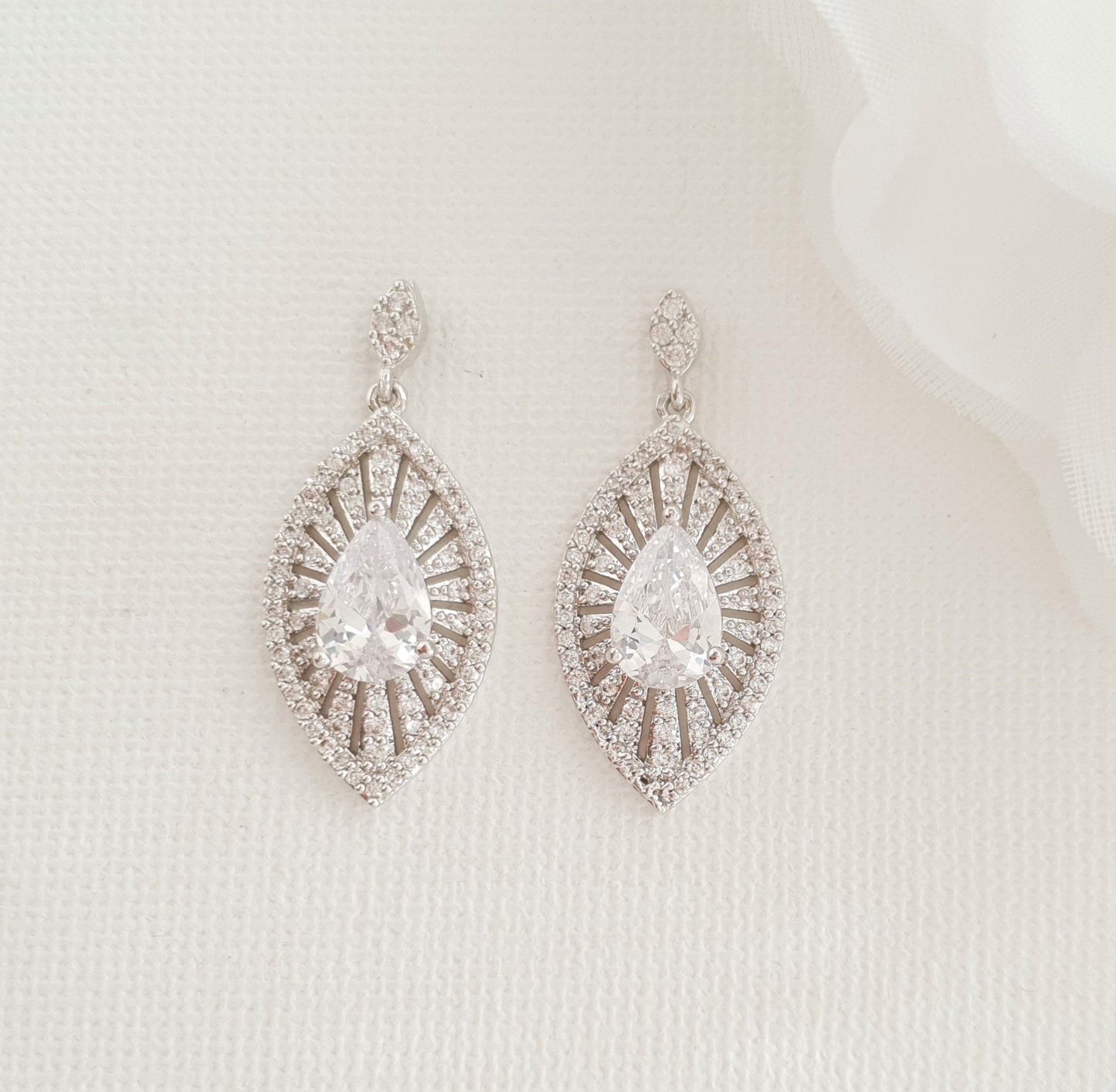 Short Drop Bridal Earrings-Zoey - PoetryDesigns