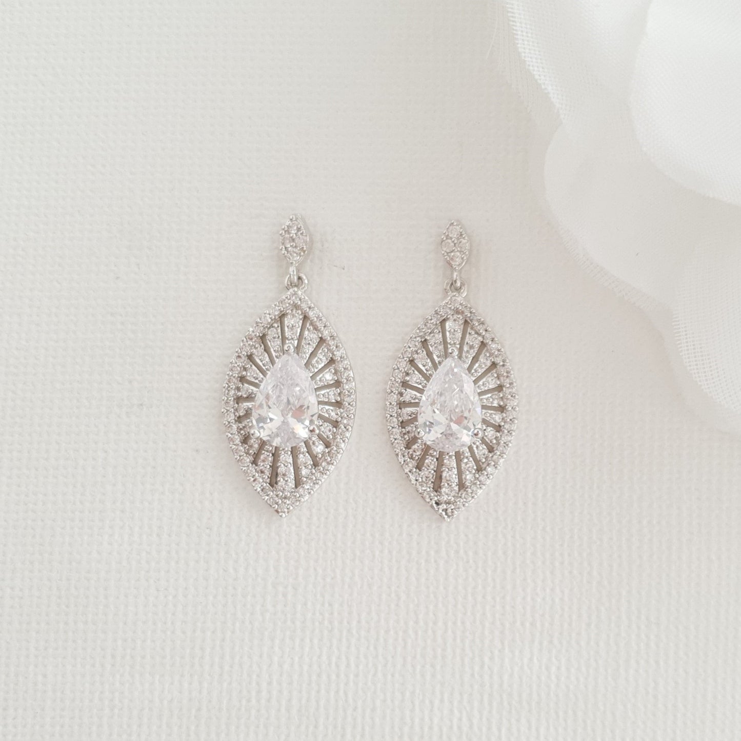 Short Drop Bridal Earrings-Zoey - PoetryDesigns