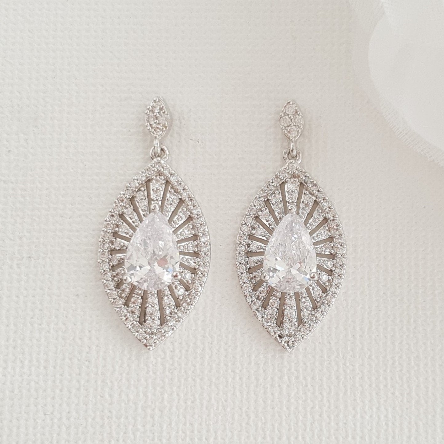 Short Drop Bridal Earrings-Zoey - PoetryDesigns