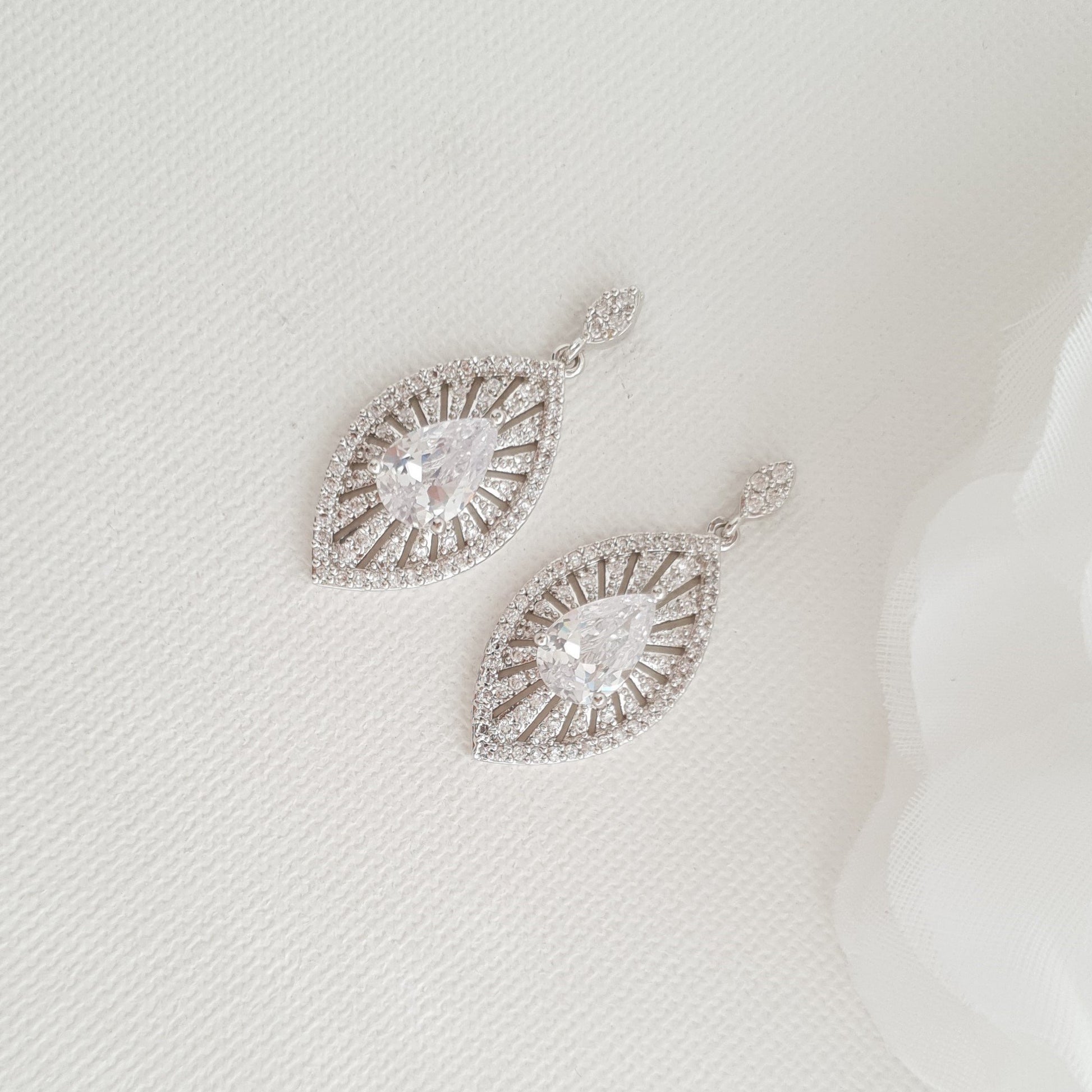 Short Drop Bridal Earrings-Zoey - PoetryDesigns