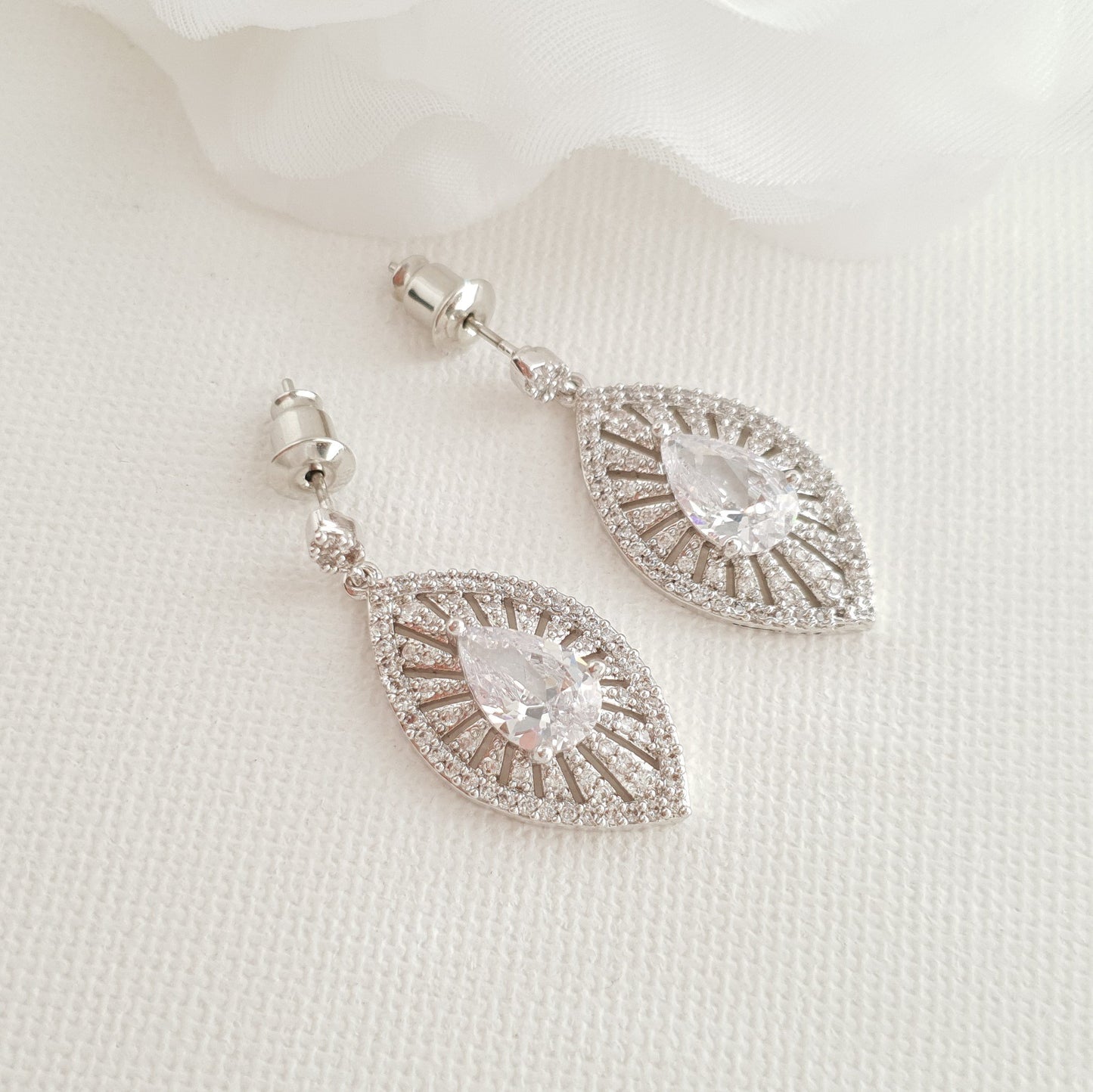 Short Drop Bridal Earrings-Zoey - PoetryDesigns