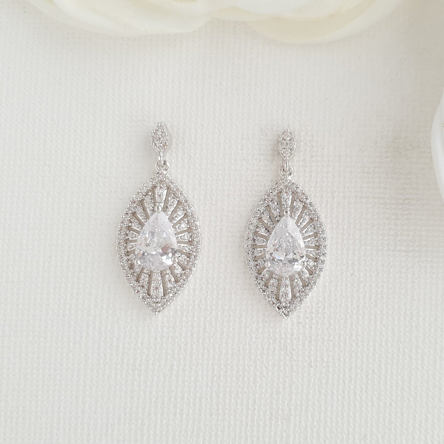 Short Drop Bridal Earrings-Zoey - PoetryDesigns