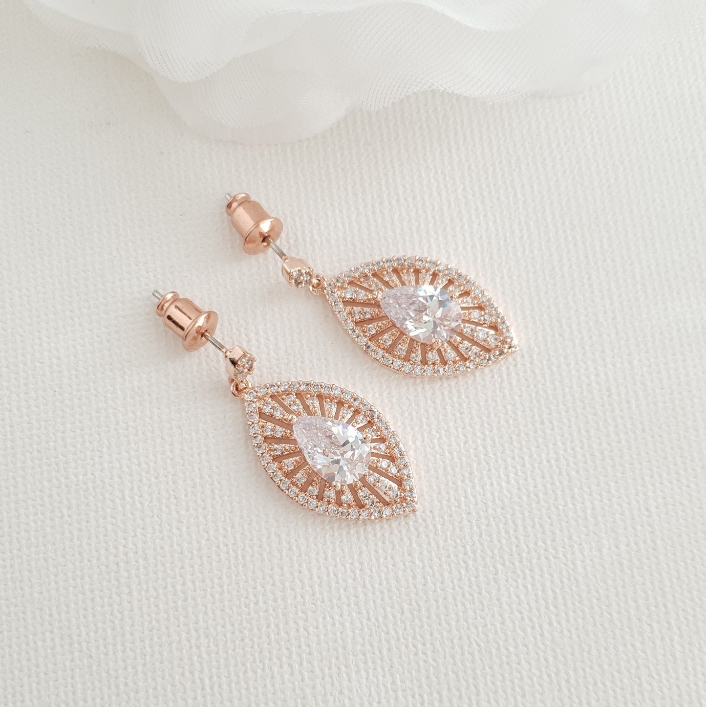 Short Drop Bridal Earrings-Zoey - PoetryDesigns