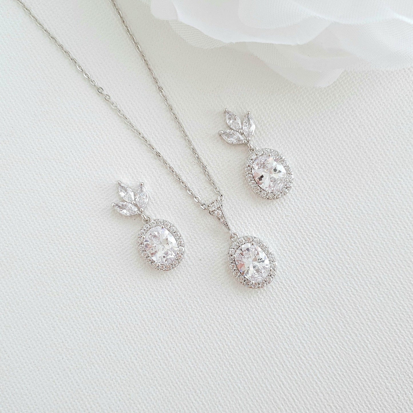 Oval Bridal Jewelry Set-Emily - PoetryDesigns