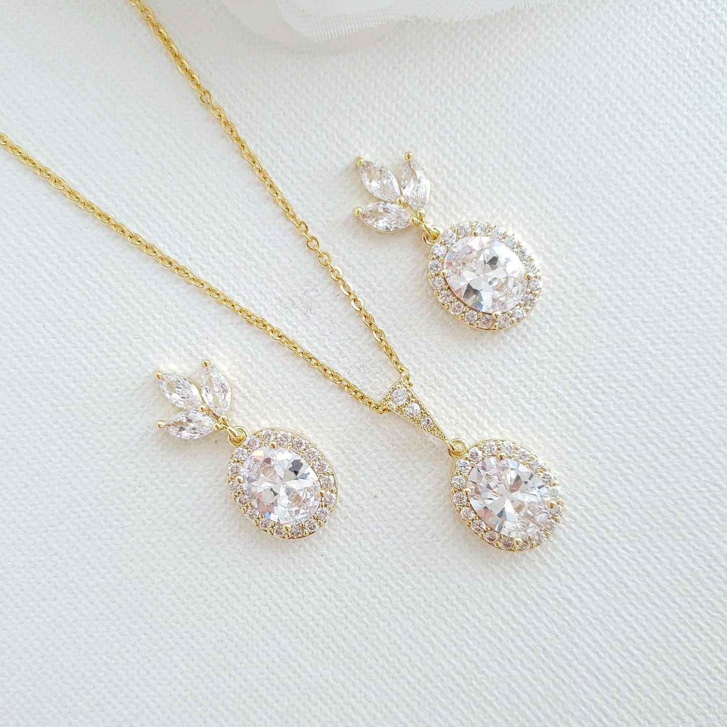 Oval Bridal Jewelry Set-Emily - PoetryDesigns