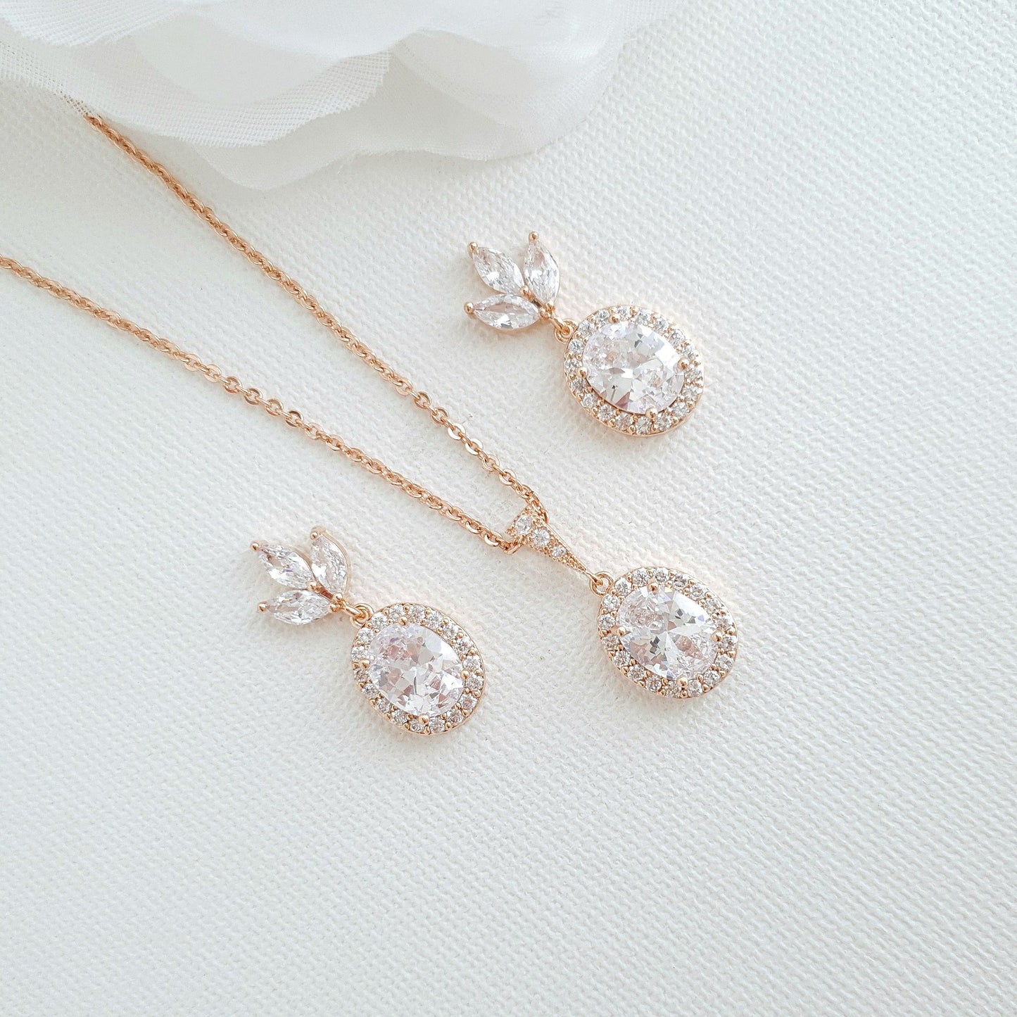 Oval Bridal Jewelry Set-Emily - PoetryDesigns