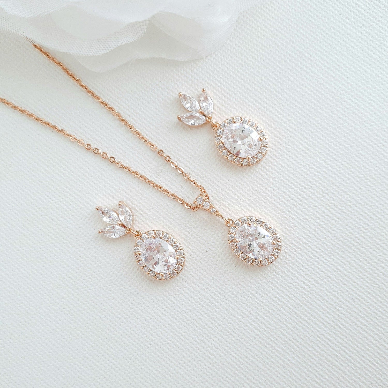 Oval Bridal Jewelry Set-Emily - PoetryDesigns