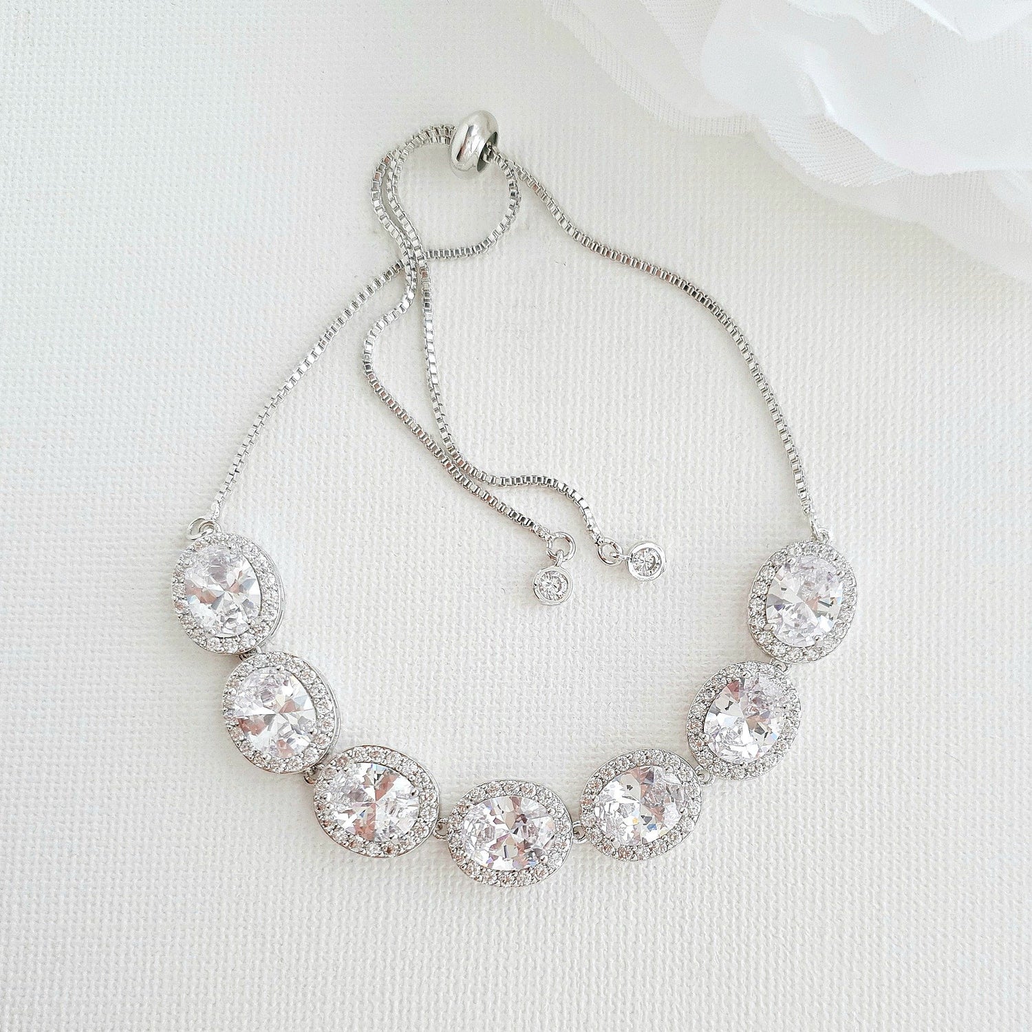 Silver and Crystal Bracelet for Weddings- Emily - PoetryDesigns