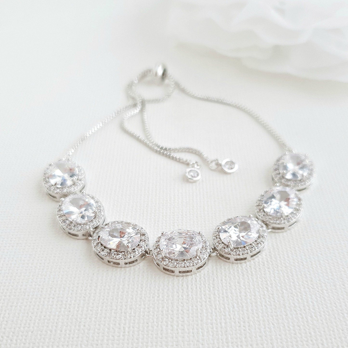 Silver and Crystal Bracelet for Weddings- Emily - PoetryDesigns