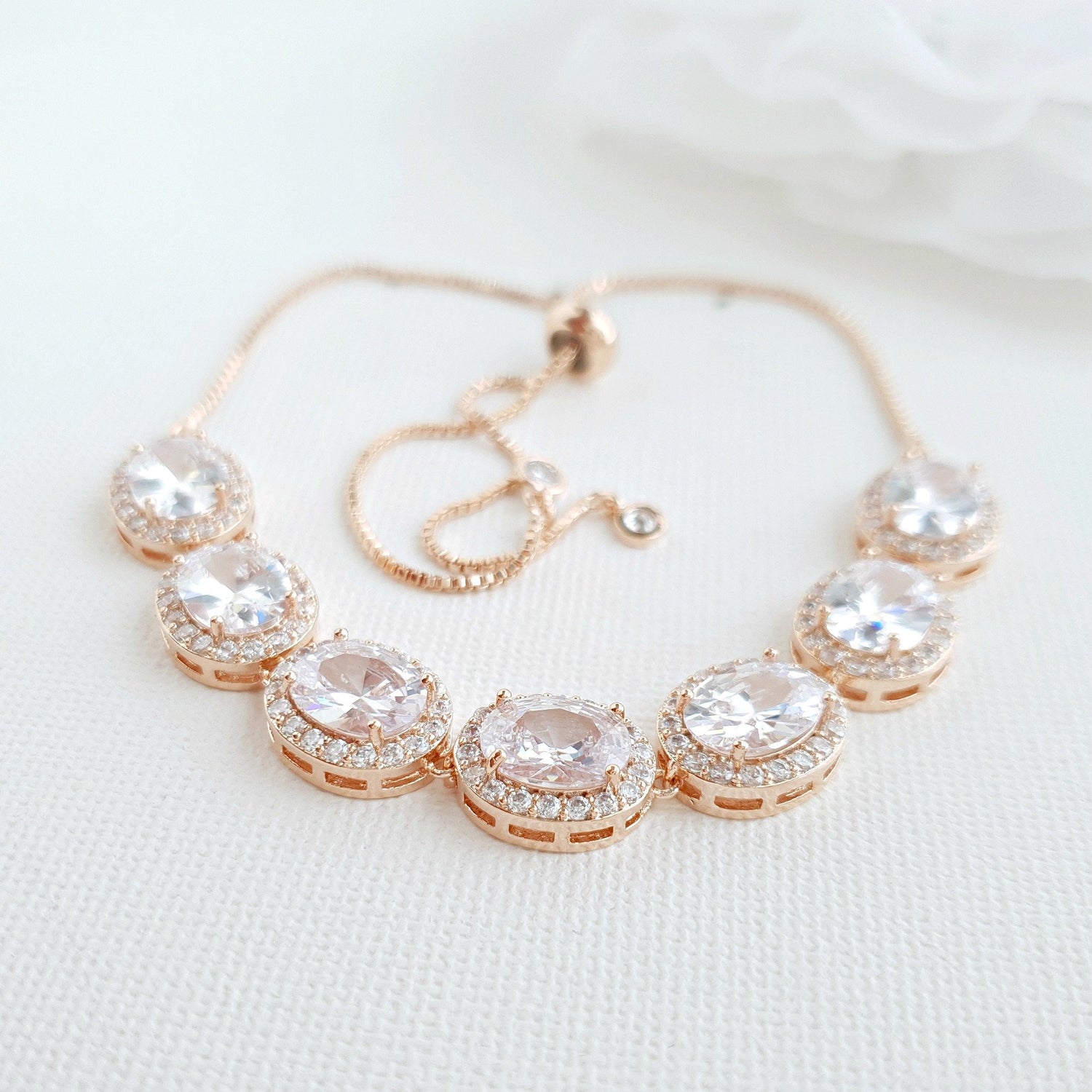 Gold and Cubic Zirconia Bridal Bracelet- Emily - PoetryDesigns