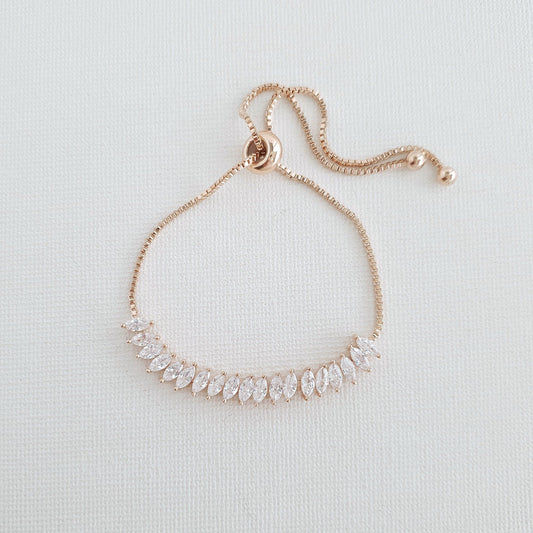 Rose Gold Wedding Bracelet, Rose Gold Adjustable Bracelet, Rose Gold Bridesmaid Bracelet, Wedding Jewelry, Simple Bracelet, Katie