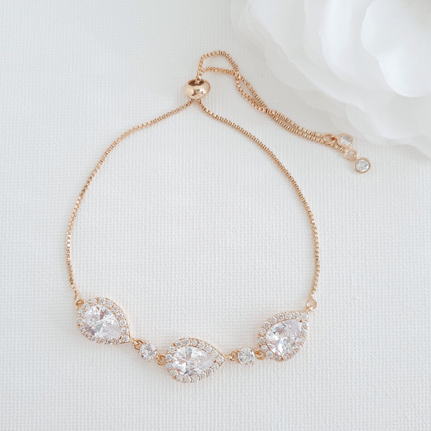 Rose Gold Bridesmaids Bracelet in Cubic Zirconia- Emma - PoetryDesigns