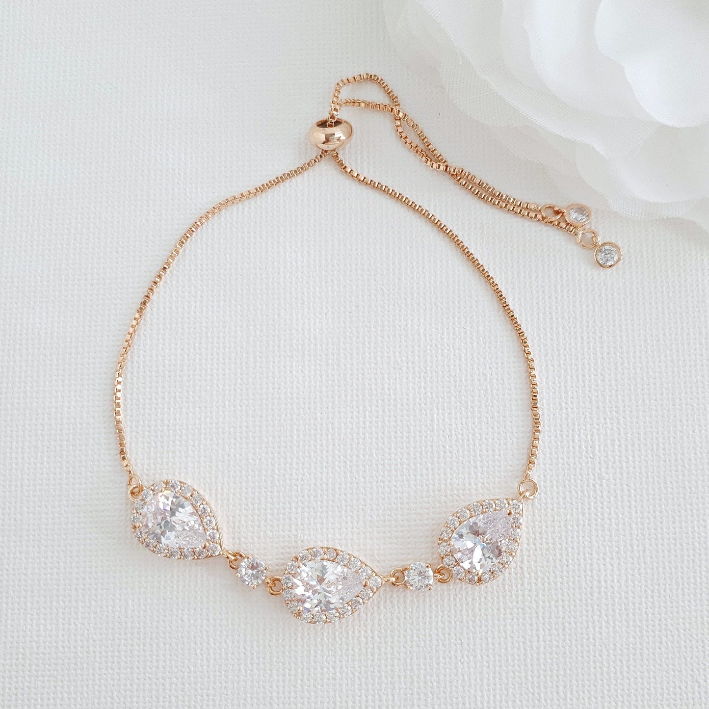 Rose Gold Bridesmaids Bracelet in Cubic Zirconia- Emma - PoetryDesigns