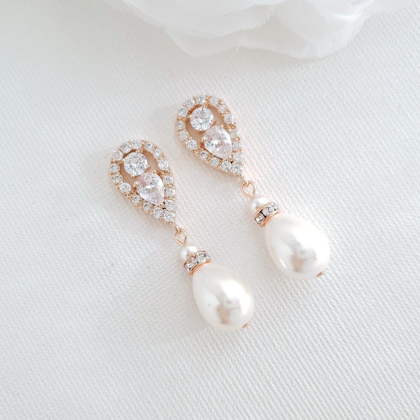 Pendientes colgantes de perlas de plata-Cera