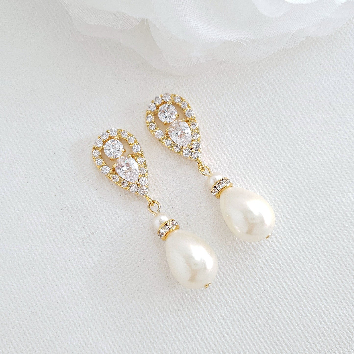 Gold Pearl Earrings-Cera - PoetryDesigns