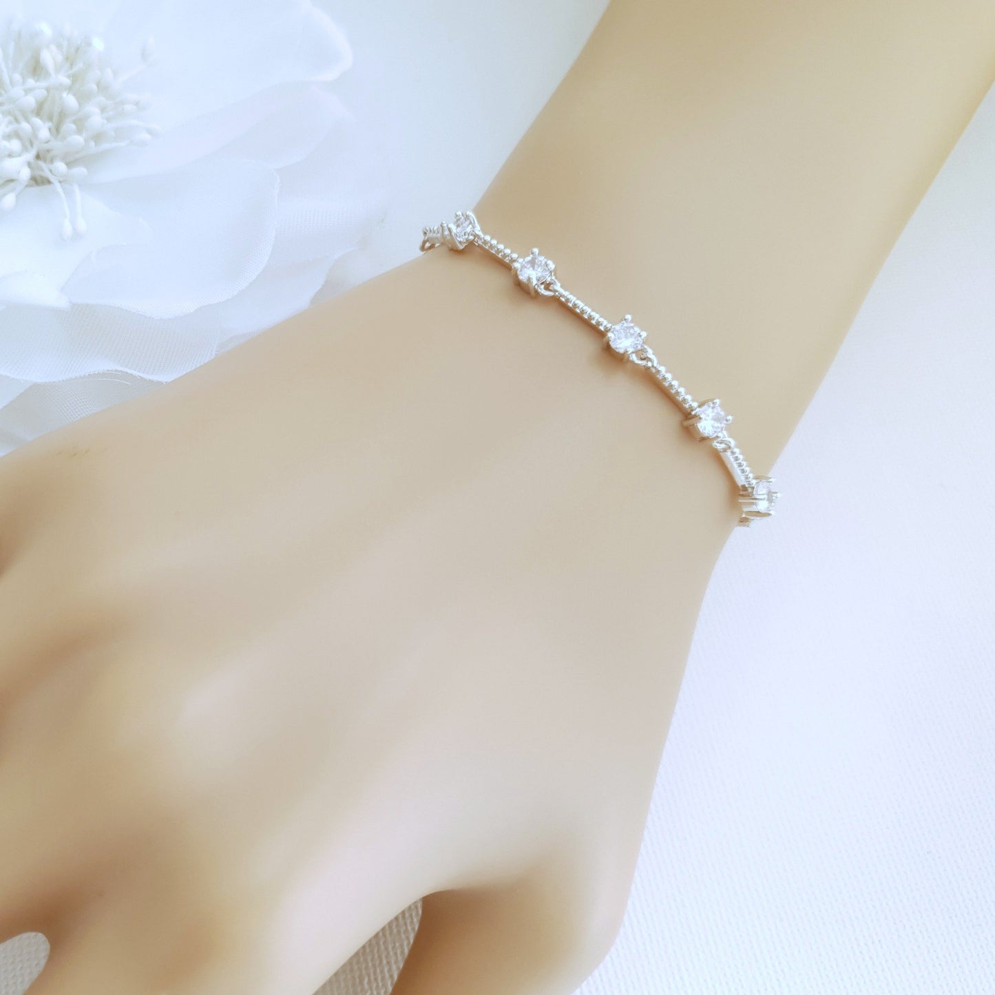 Delicate Wedding Bracelet in Rose Gold for Brides & Bridesmaids- Ginger - PoetryDesigns