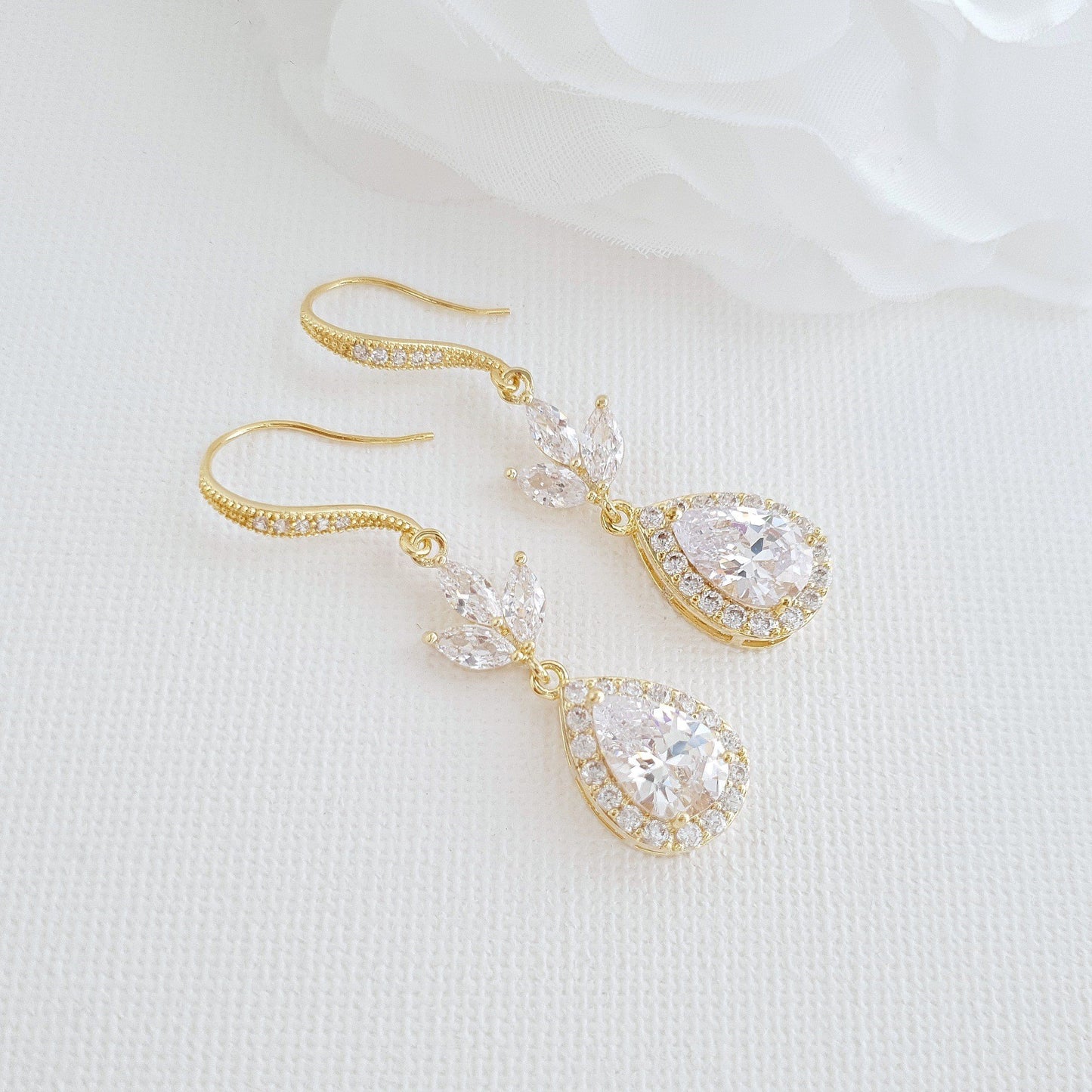 Silver Hook Earrings for Weddings & Brides- Lotus - PoetryDesigns