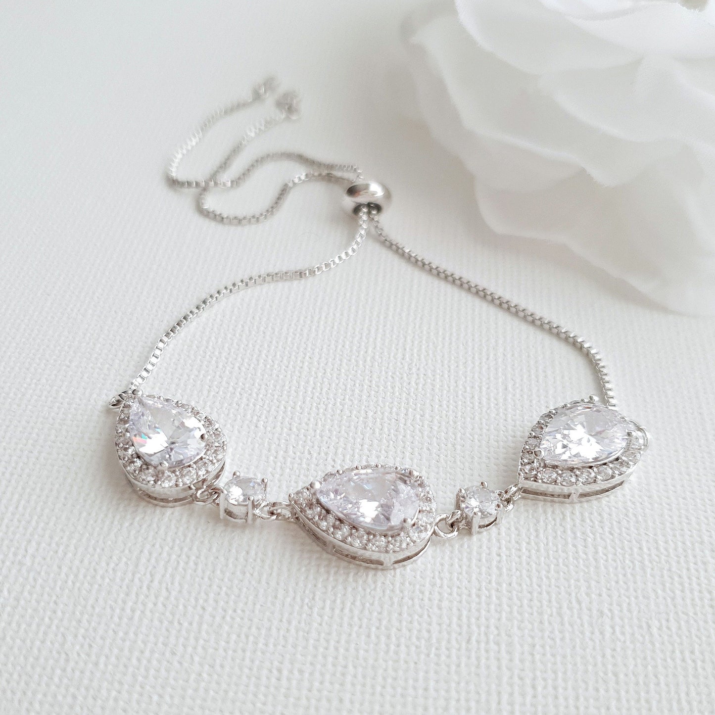 Rose Gold Bridesmaids Bracelet in Cubic Zirconia- Emma - PoetryDesigns