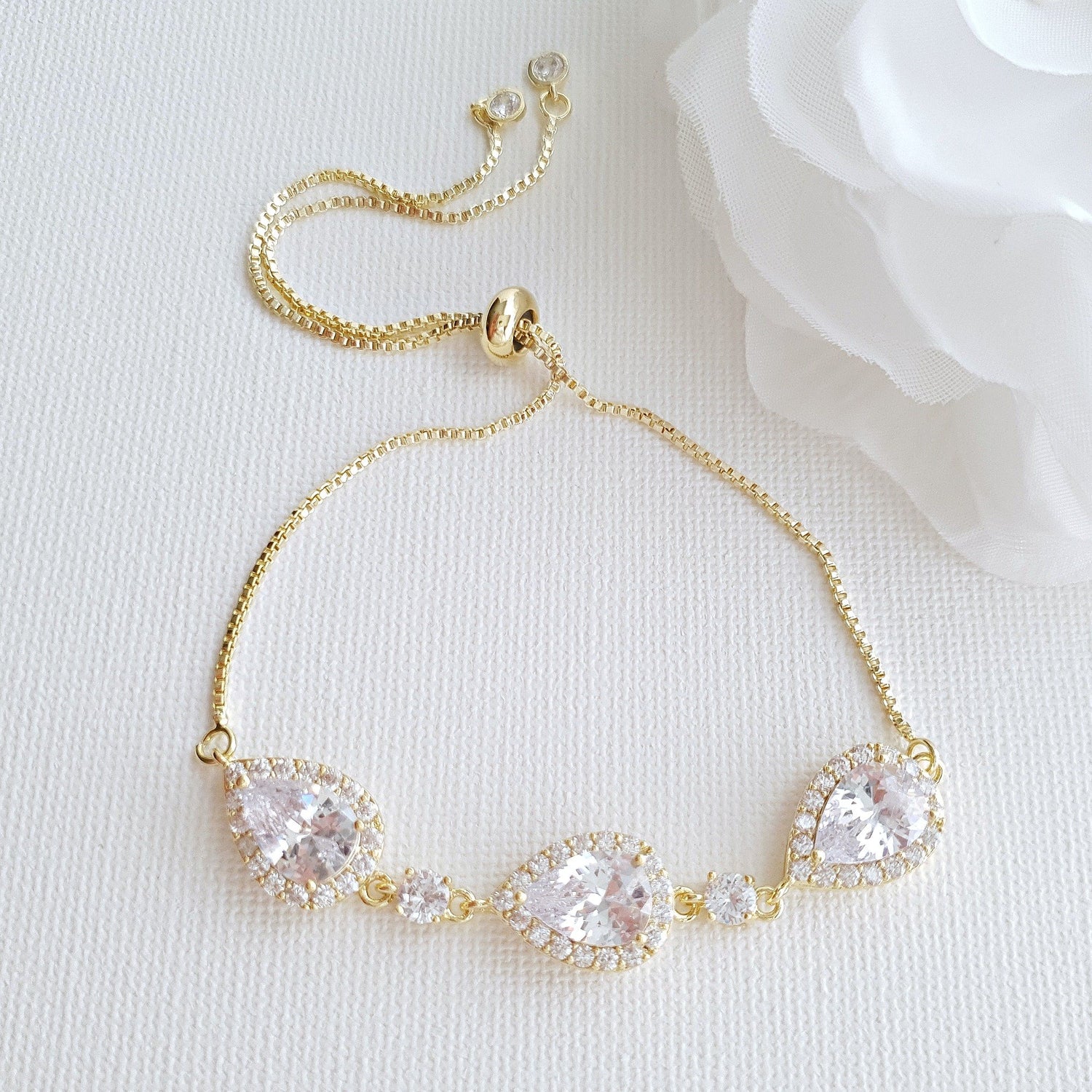 Rose Gold Bridesmaids Bracelet in Cubic Zirconia- Emma - PoetryDesigns