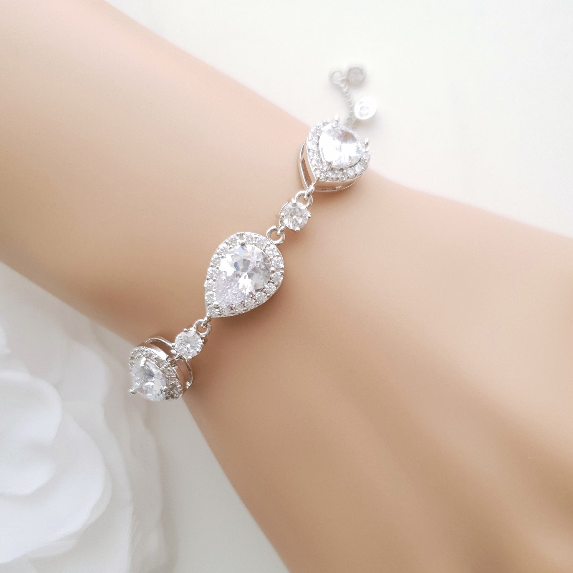 Rose Gold Bridesmaids Bracelet in Cubic Zirconia- Emma - PoetryDesigns