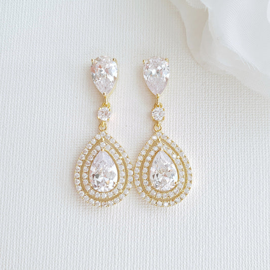 Gold Teardrop Earrings for Weddings- Joni - PoetryDesigns