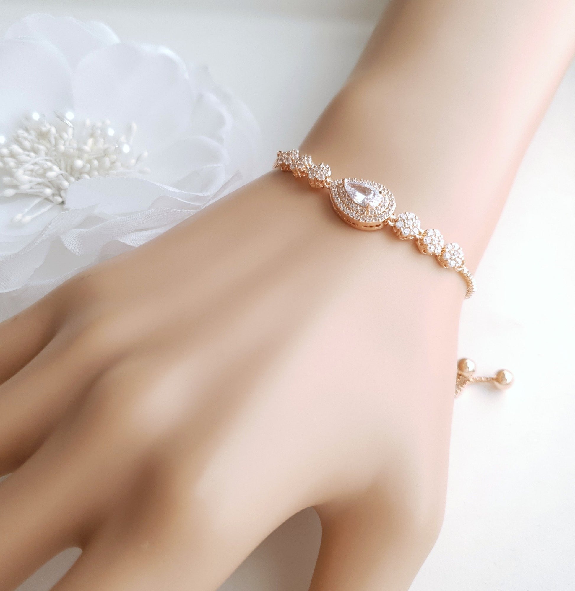 Gold Slider Clasp Wedding Bracelet- Joni - PoetryDesigns