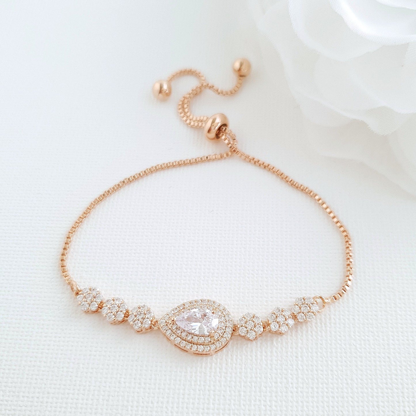 Gold Slider Clasp Wedding Bracelet- Joni - PoetryDesigns