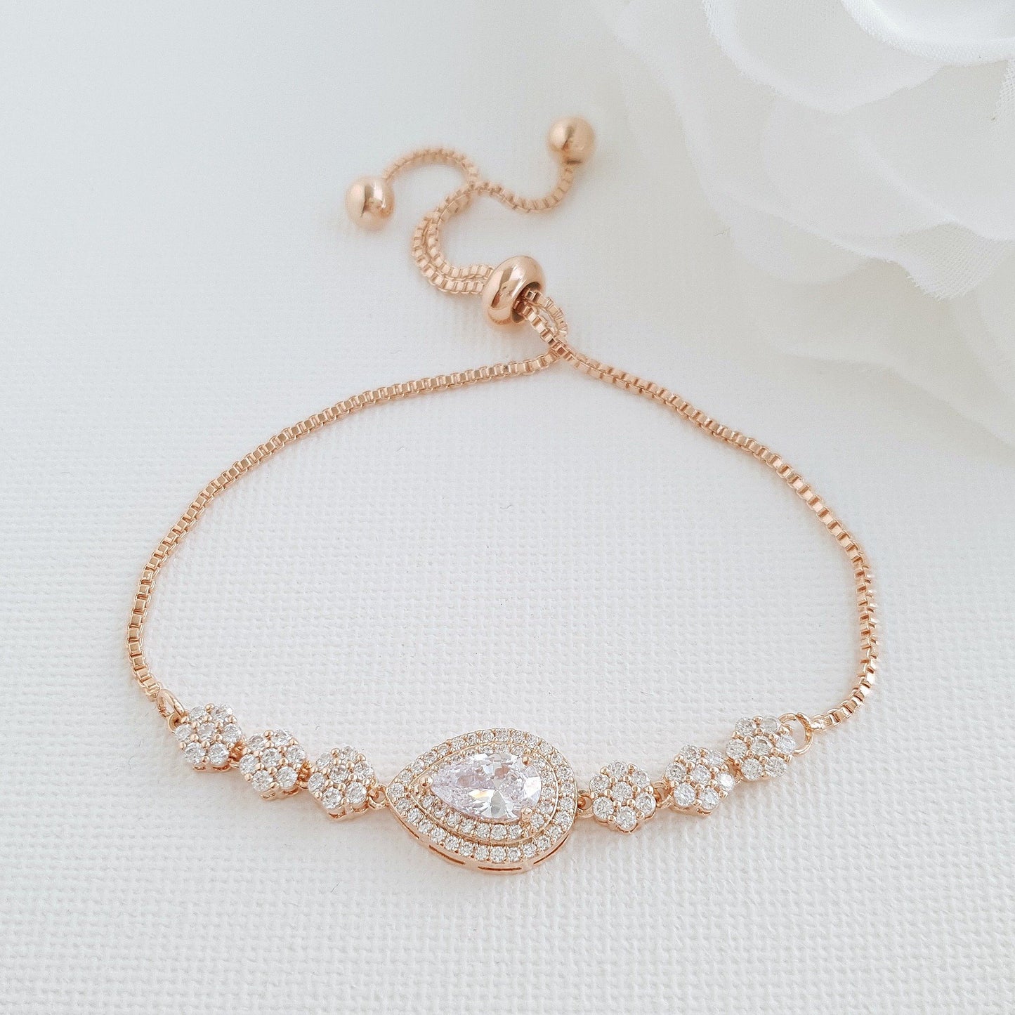 Gold Slider Clasp Wedding Bracelet- Joni - PoetryDesigns