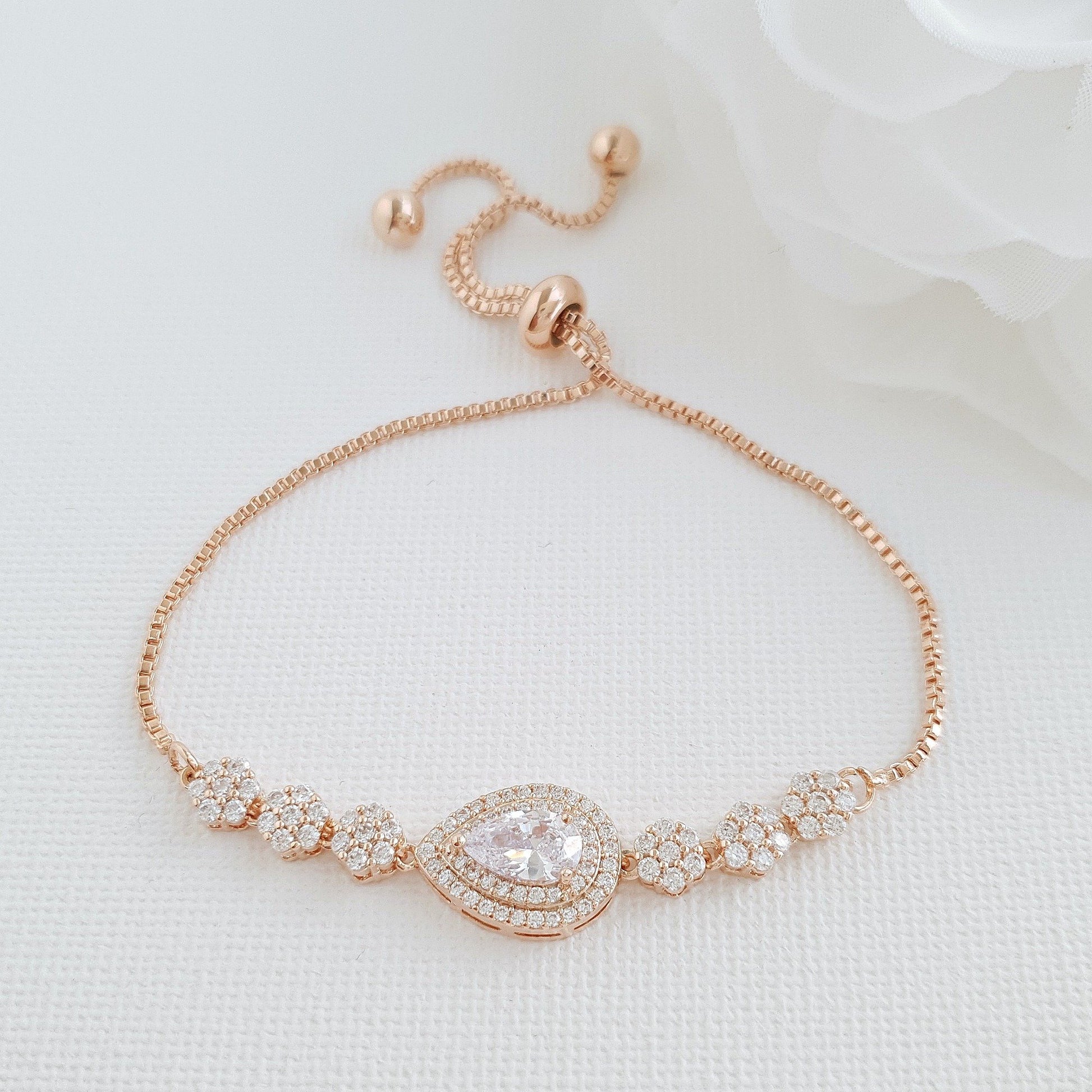 Gold Slider Clasp Wedding Bracelet- Joni - PoetryDesigns