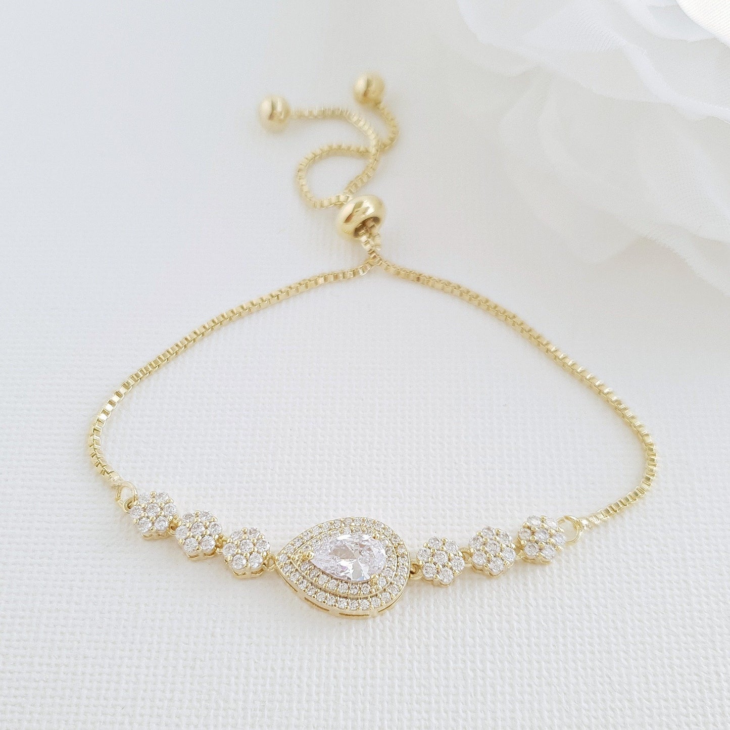 Gold Slider Clasp Wedding Bracelet- Joni - PoetryDesigns