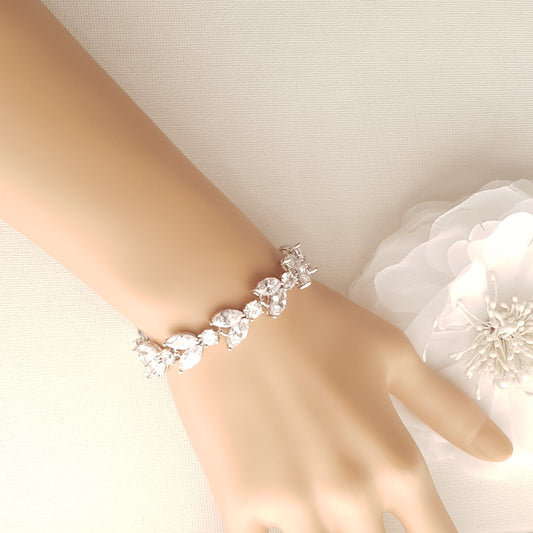 Cubic Zirconia Wedding Day Bracelet-Mia - PoetryDesigns