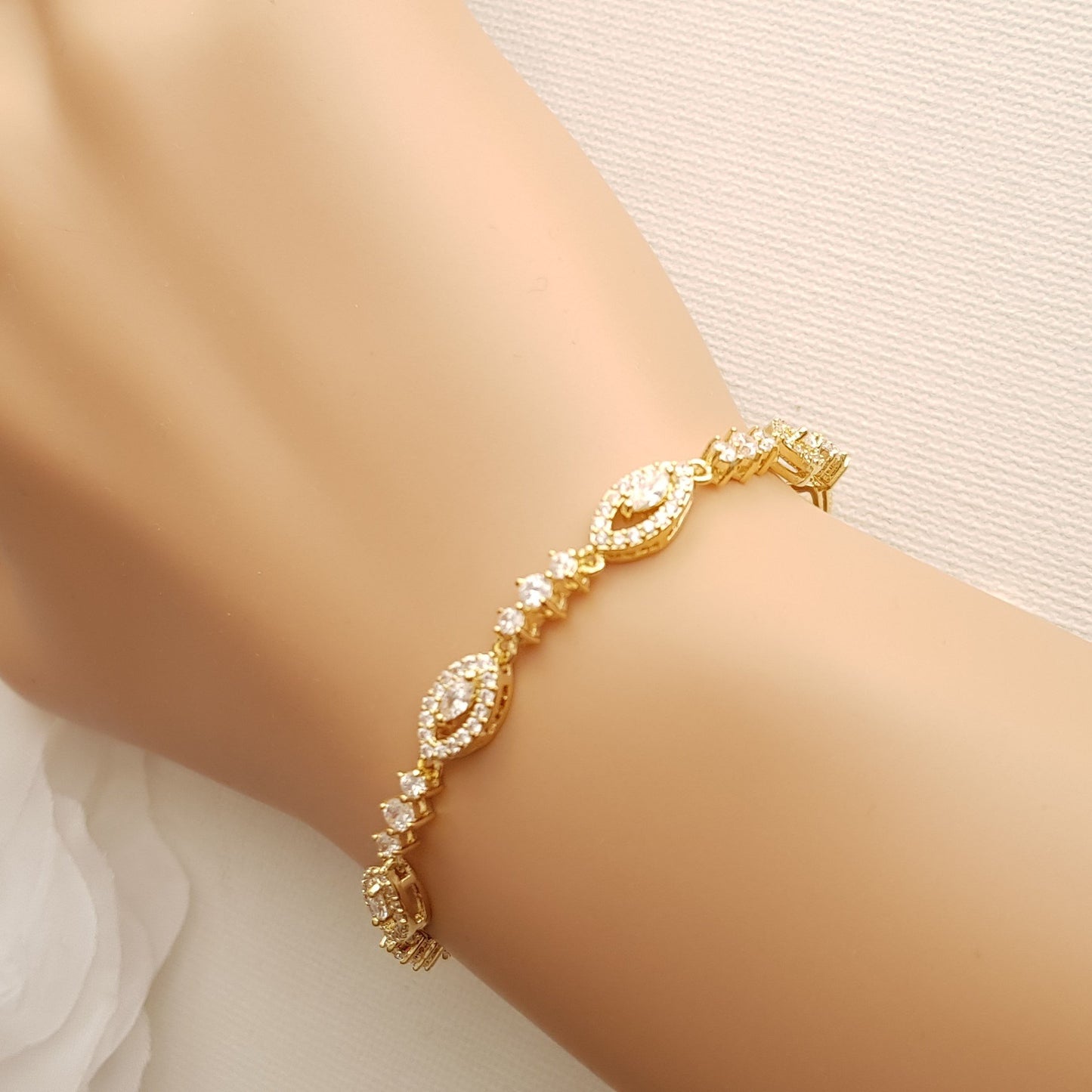 Thin Gold Wedding Bracelet- Hannah - PoetryDesigns