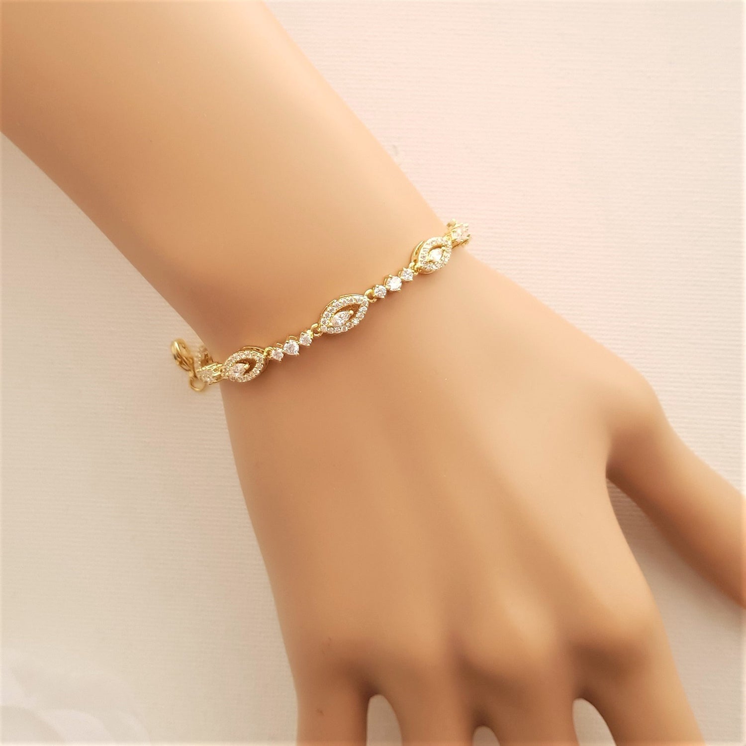 Thin Gold Wedding Bracelet- Hannah - PoetryDesigns