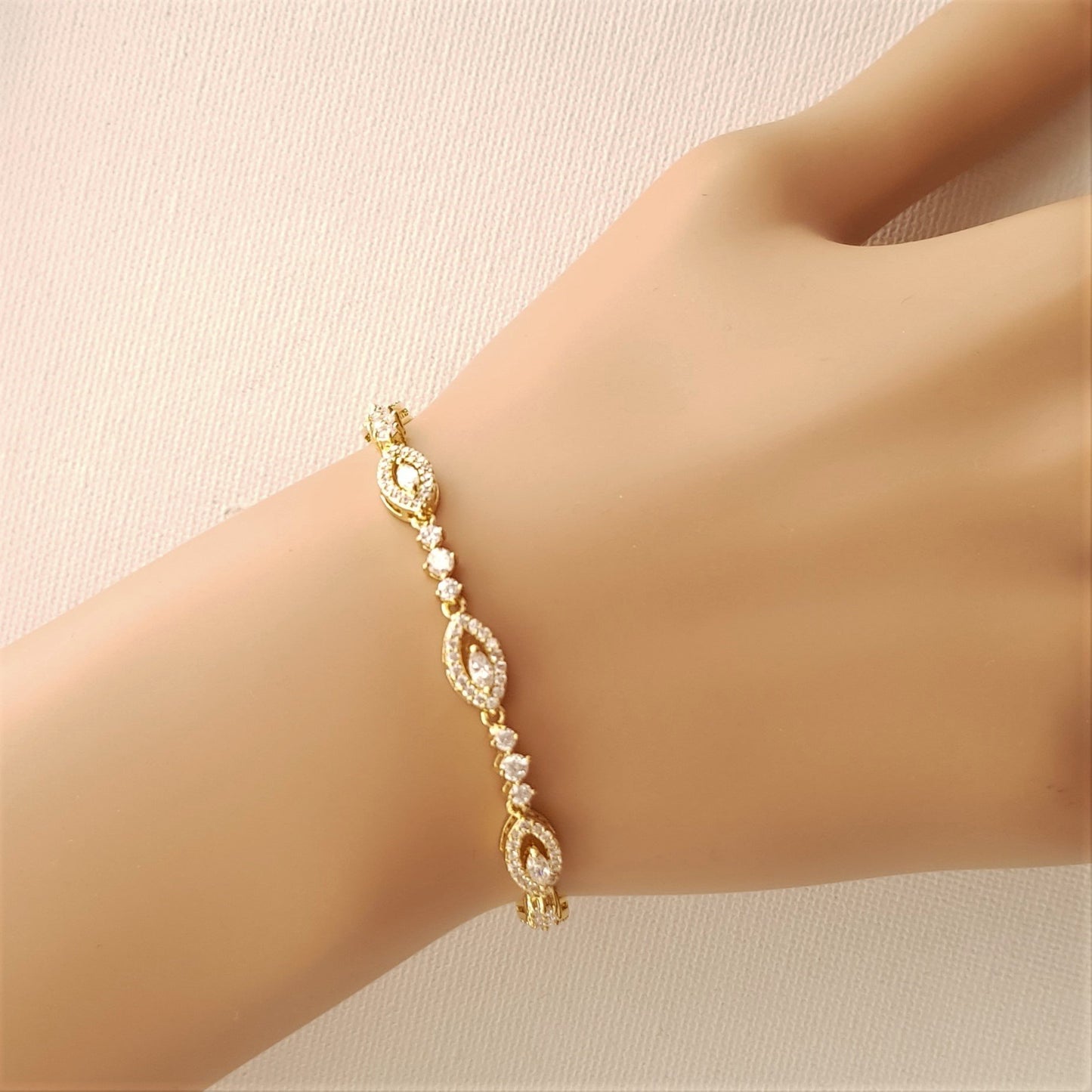 Slim Rose Gold Wedding Bracelet- Hannah - PoetryDesigns