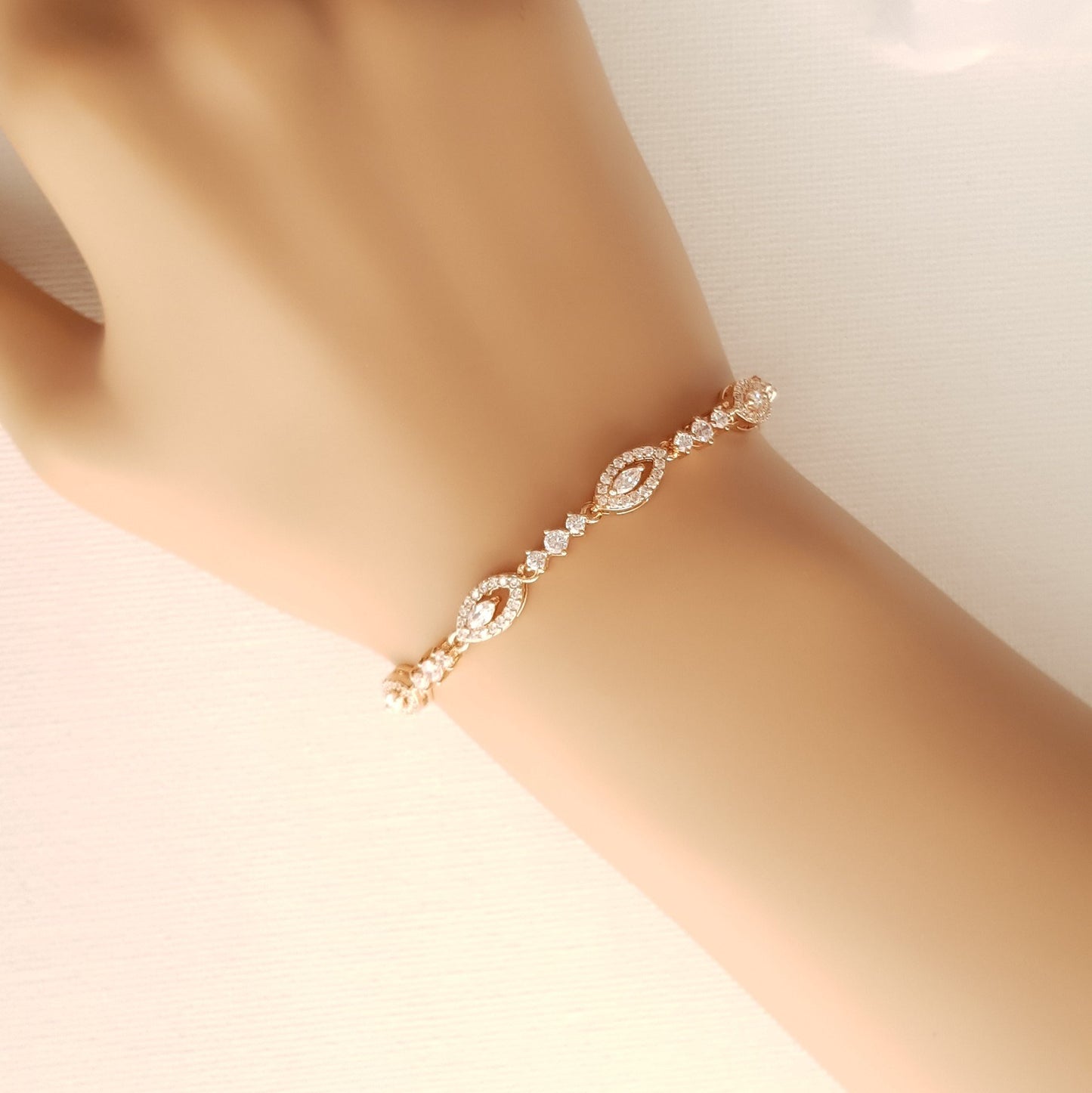 Thin Silver Bridal Bracelet- Hannah - PoetryDesigns