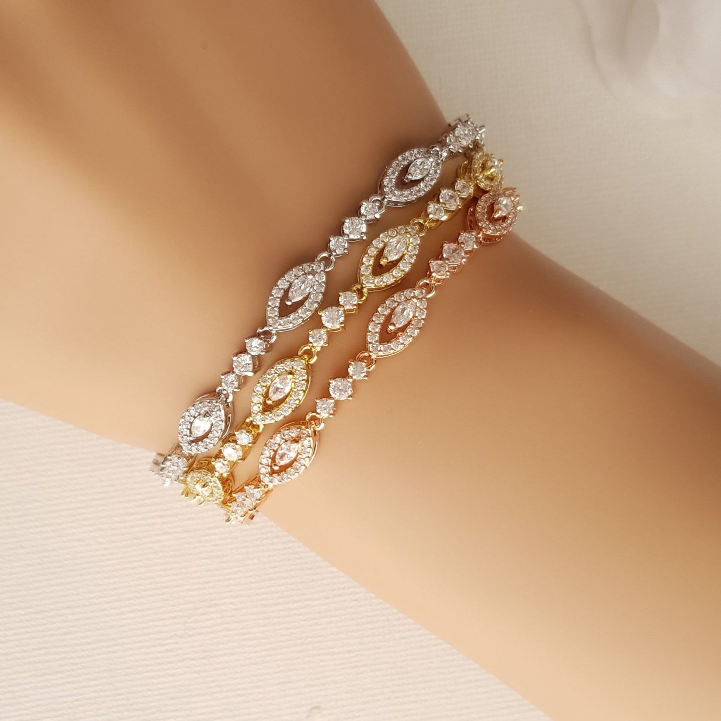 Thin Gold Wedding Bracelet- Hannah - PoetryDesigns