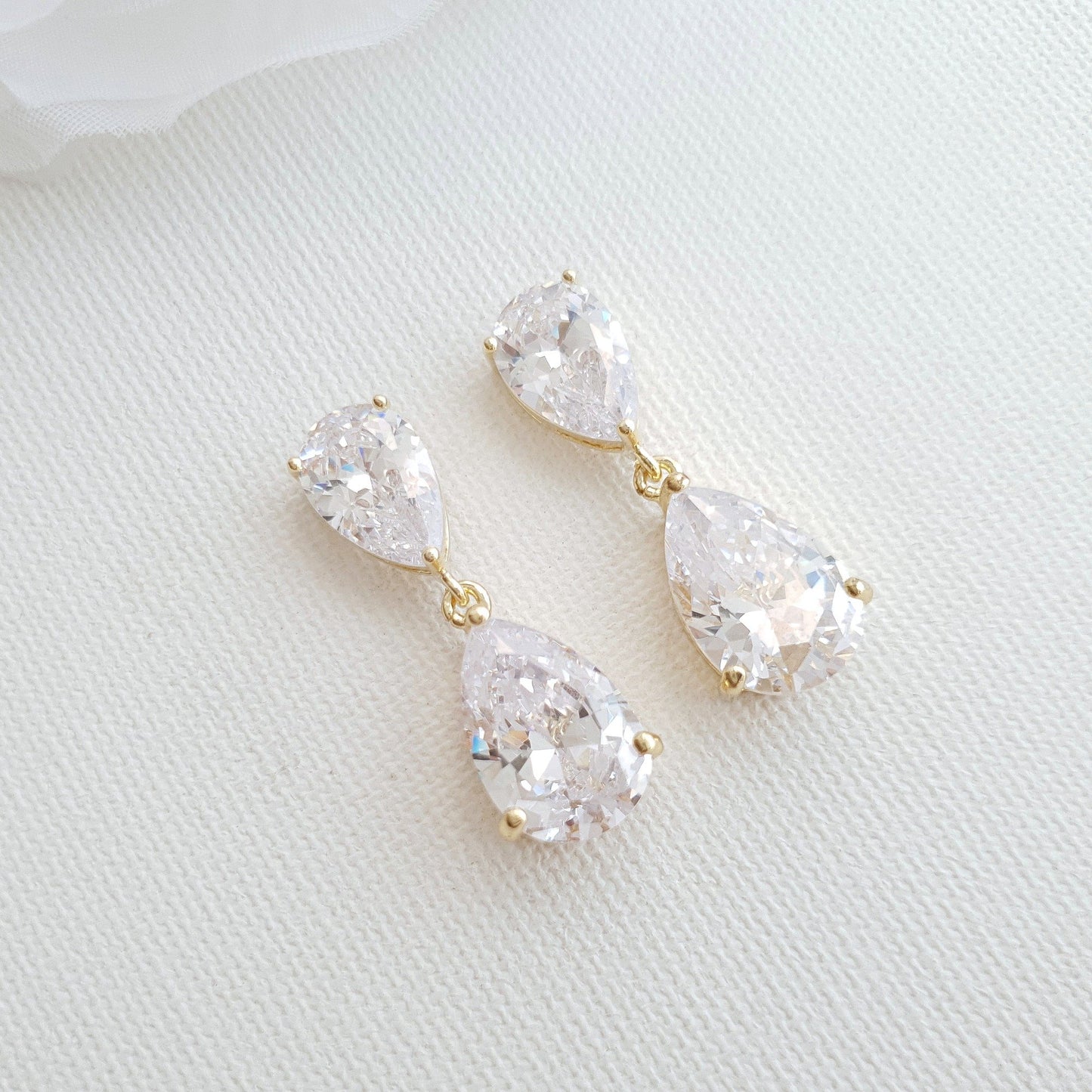 Rose Gold Diamante Earrings-Clara