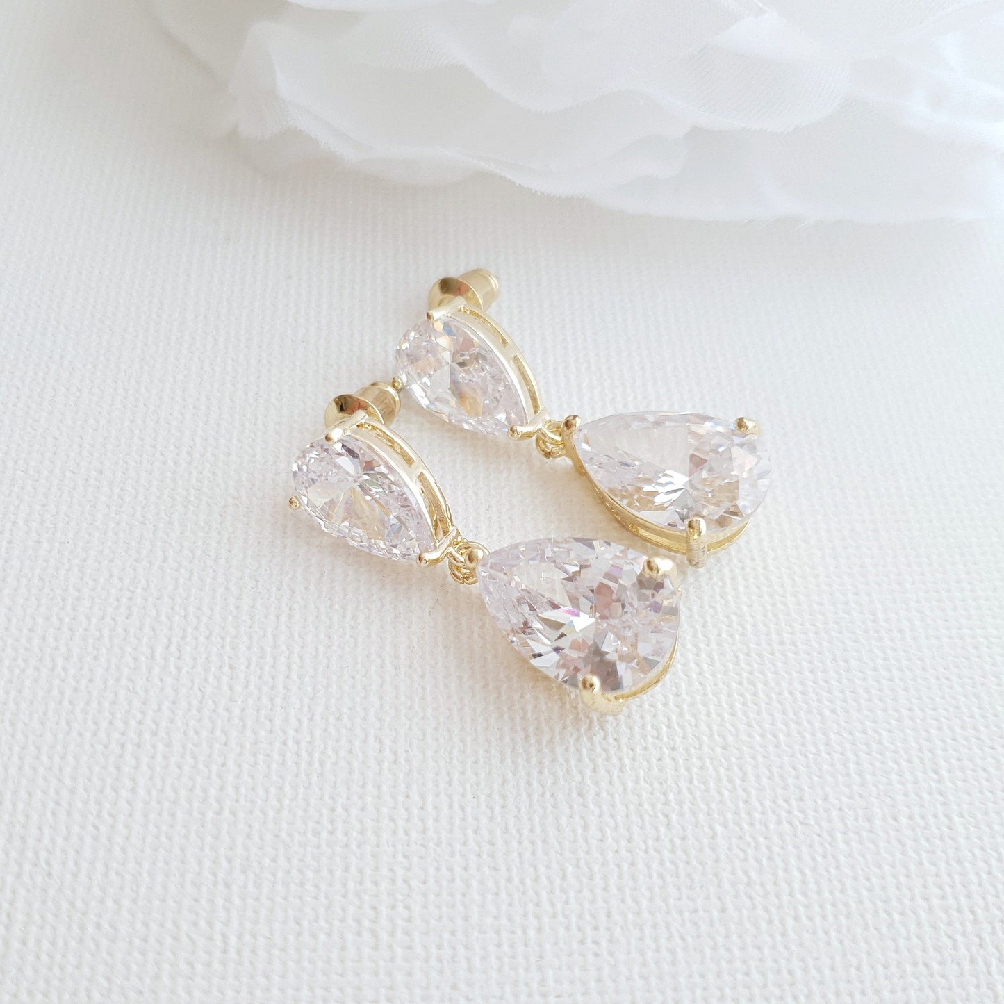 Bridal & Weddings Diamante Earrings in Yellow gold - Poetry Designs