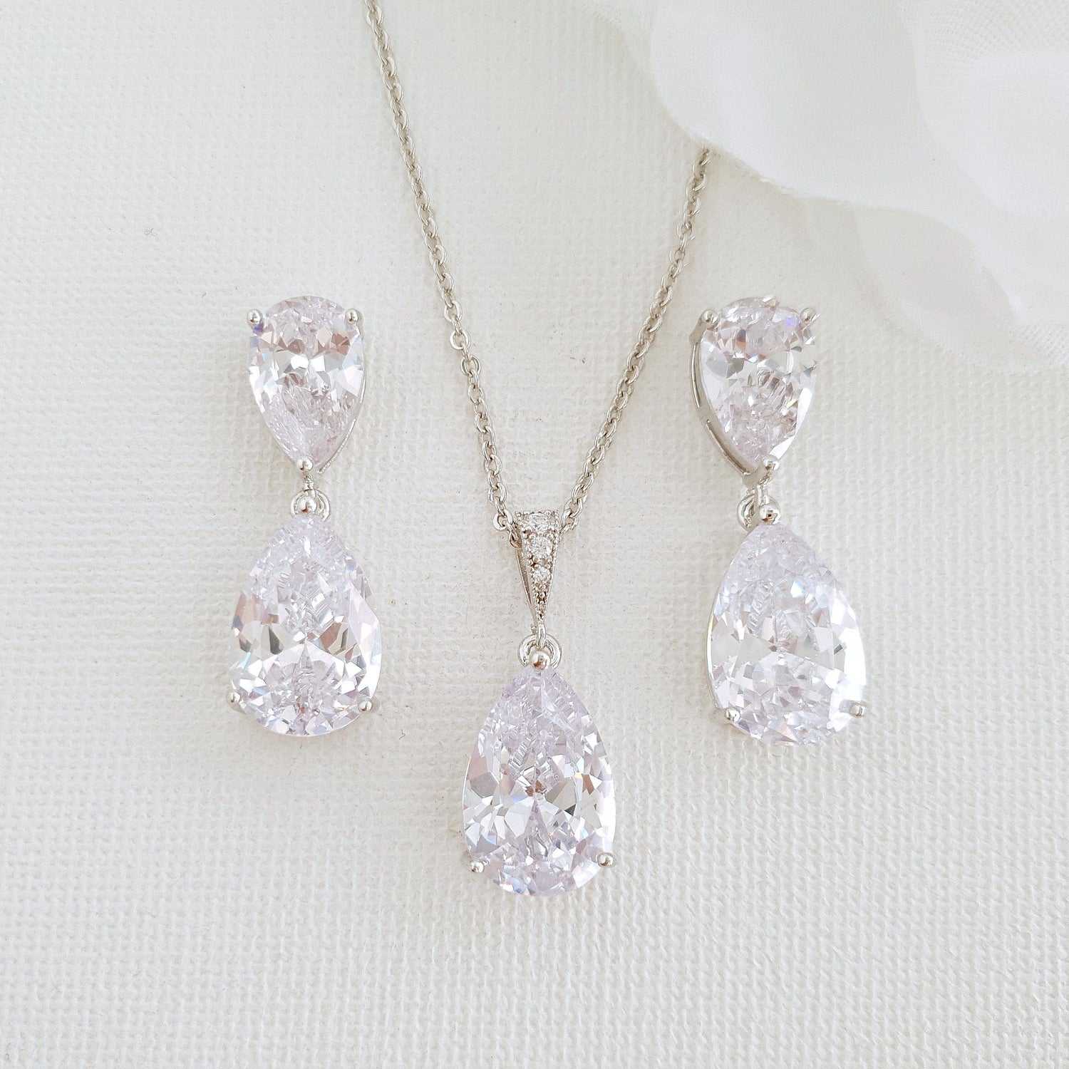 Cubic zirconia earrings and necklace clearance sets