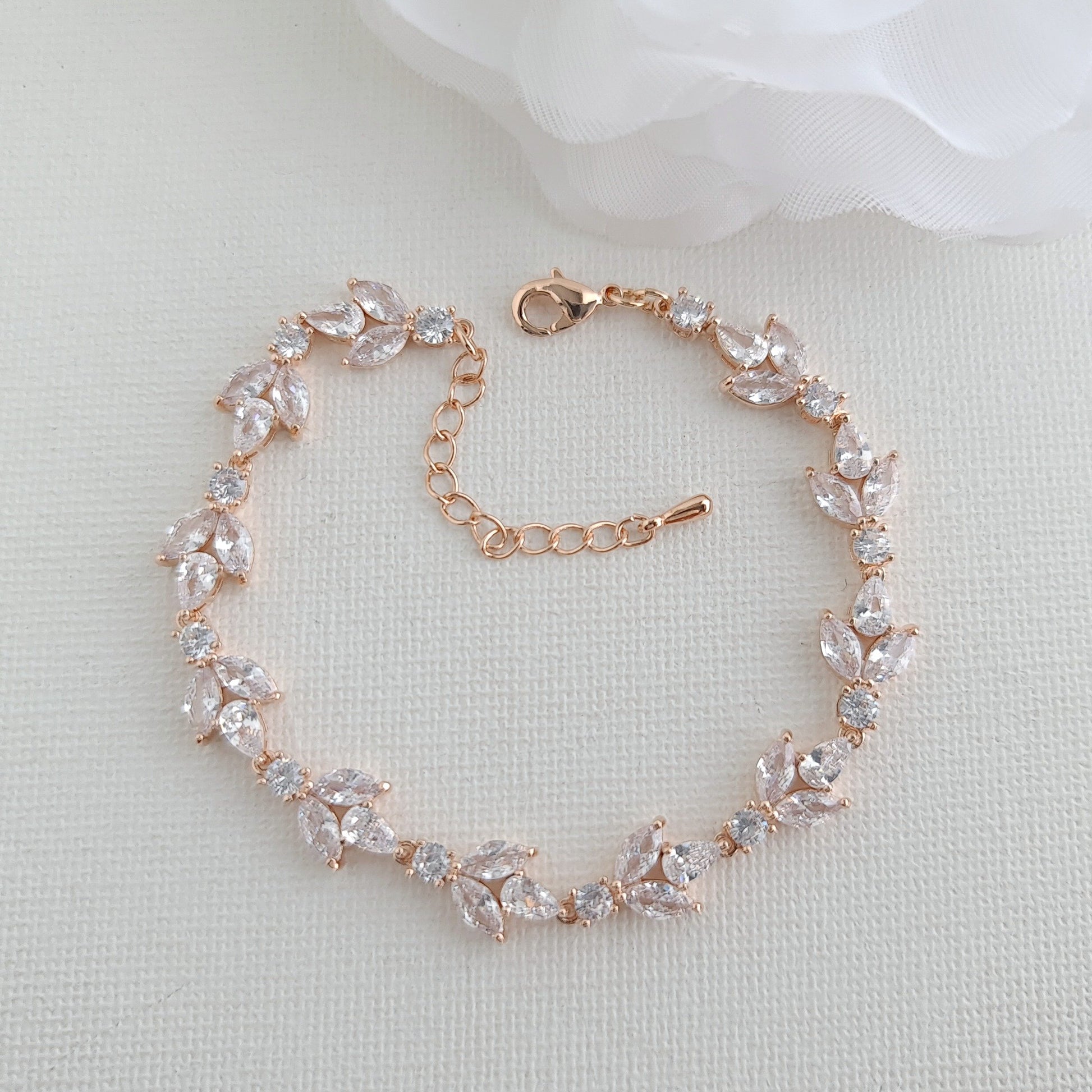 Light Gold Color Bridal Bracelet-Anya - PoetryDesigns