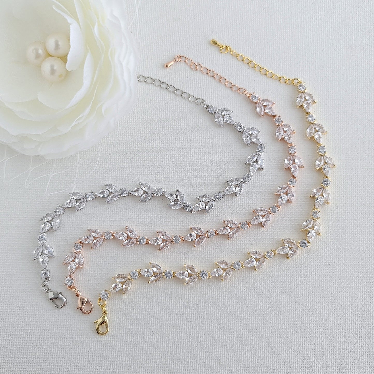 Rose Gold Bride Bracelet for Wedding Day-Anya - PoetryDesigns