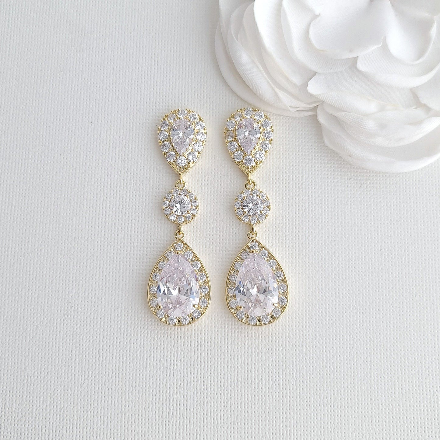 Gold Wedding Jewelry Sets for Brides With Earrings Necklace Together- Penelope - PoetryDesigns