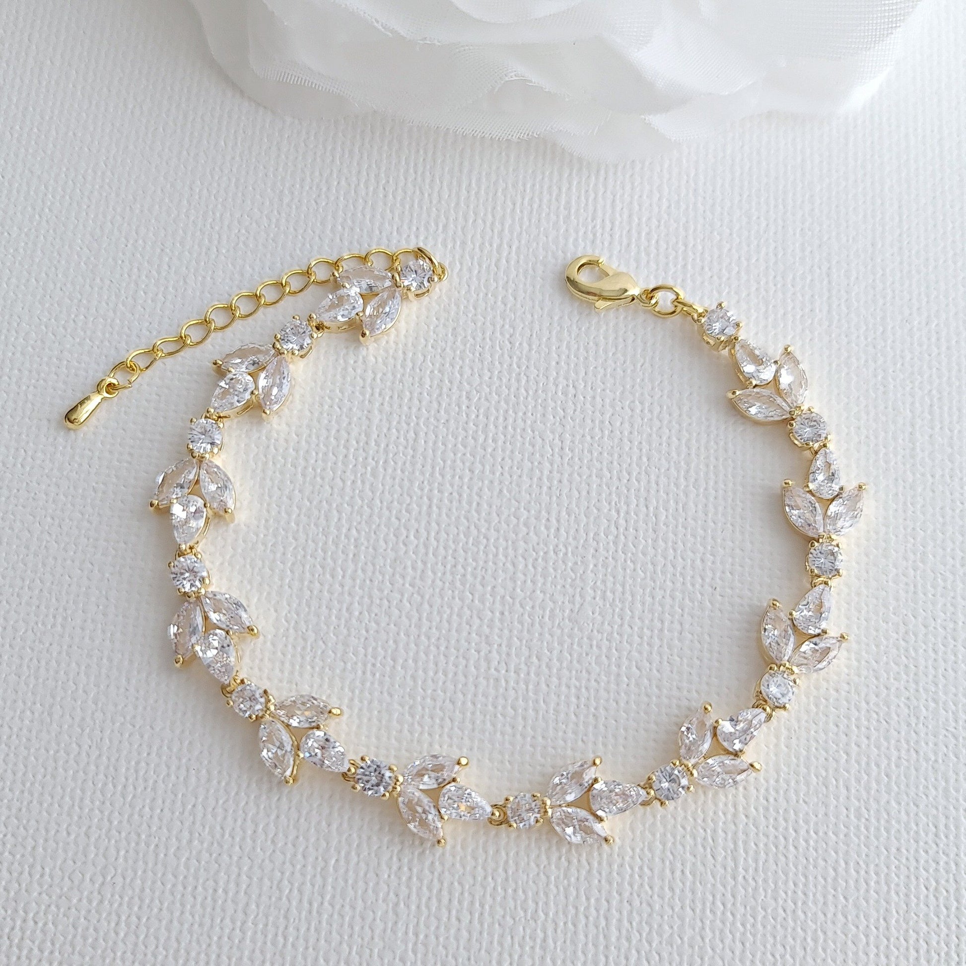 Light Gold Color Bridal Bracelet-Anya - PoetryDesigns