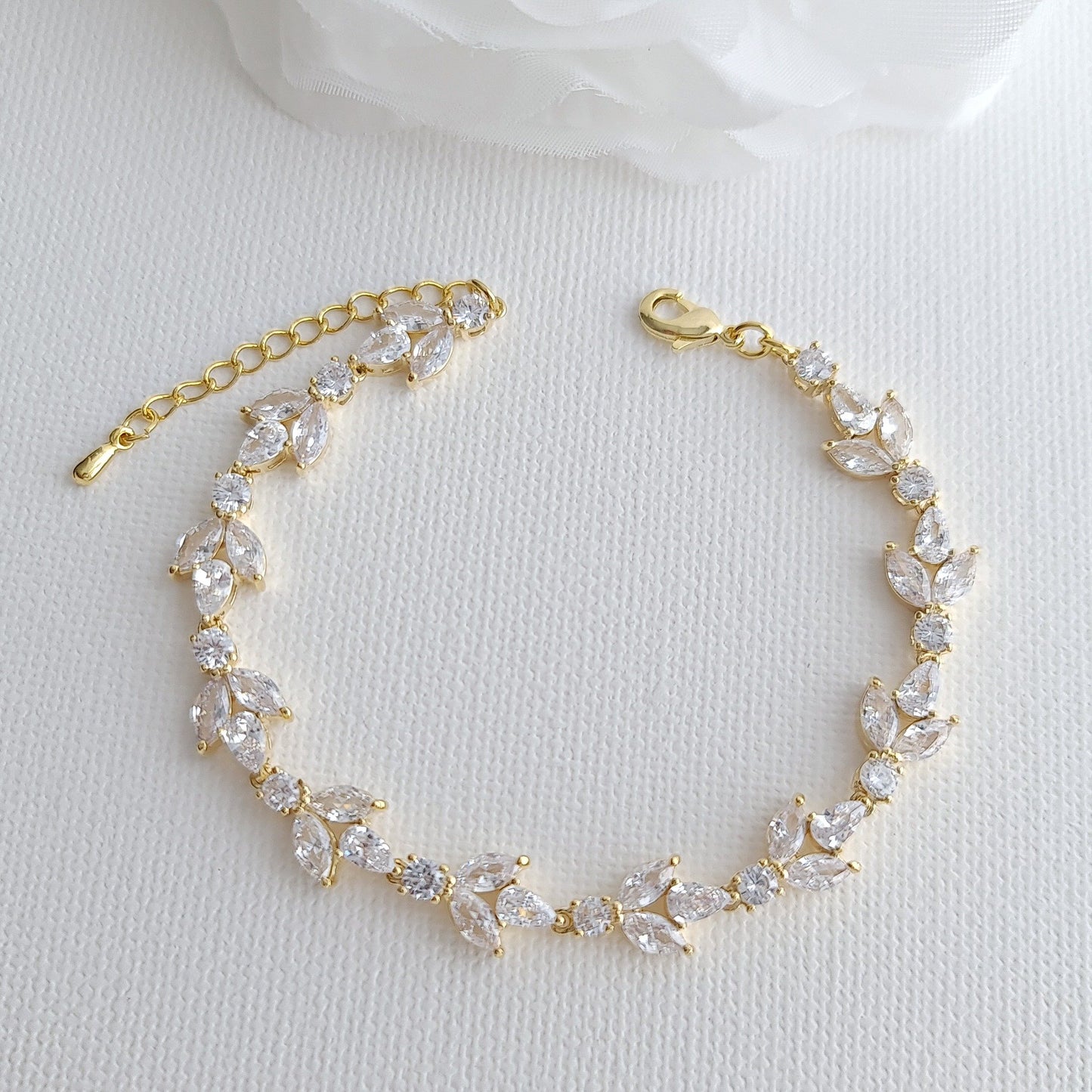 Bracelet for the Bride in gold and cubic zirconia- Poetry Designs