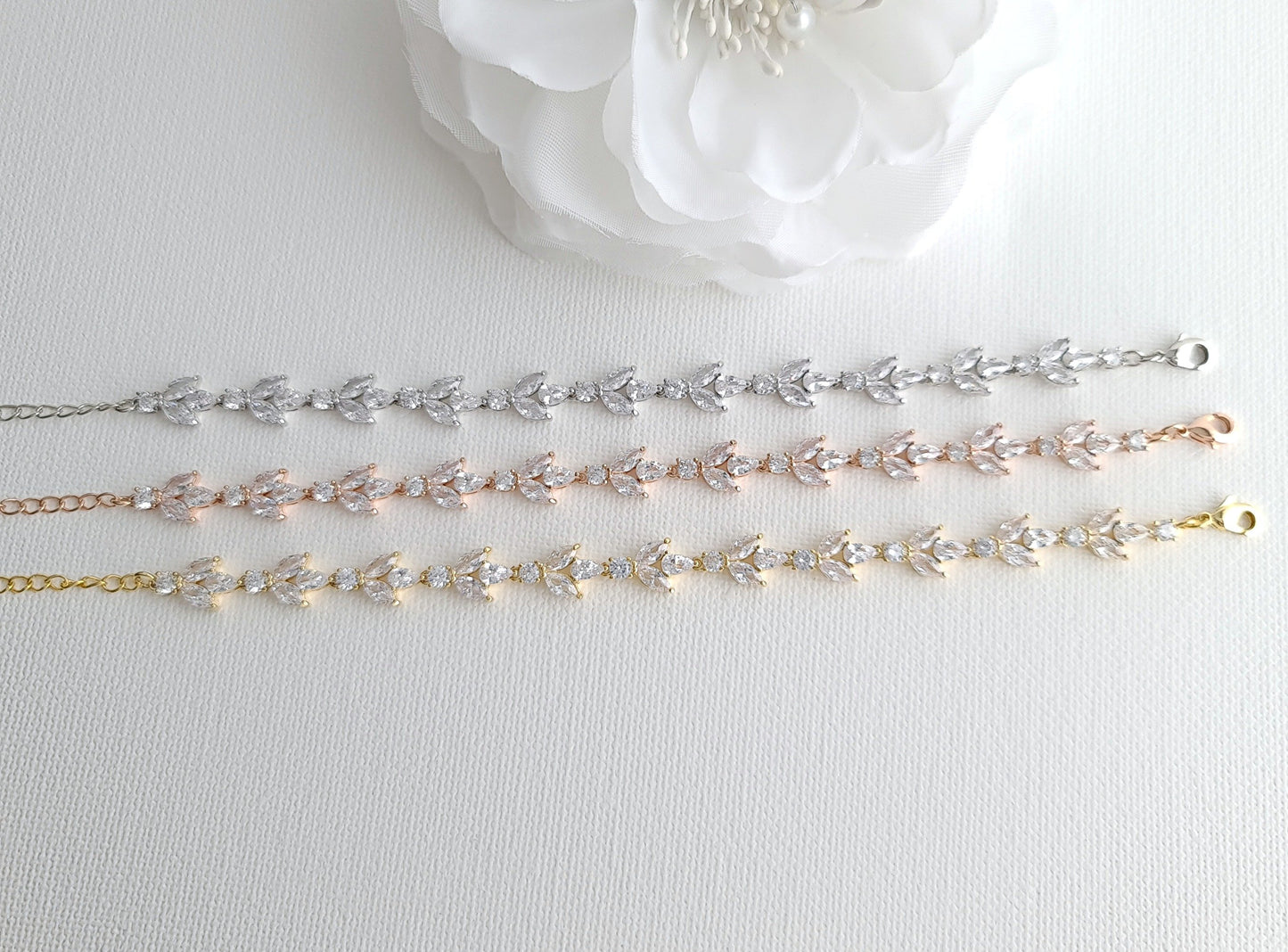 Rose Gold Bride Bracelet for Wedding Day-Anya - PoetryDesigns